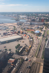 Panoramic landscape of Montevideo, aerial view, from Telecommunications Tower
