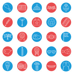 Independence day block style icon set vector design