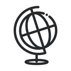 school globe map science and research line style icon