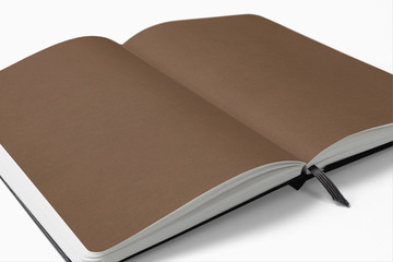 Opened book with carton pages isolated on white. Close view 3d illustration for your artwork presentation.