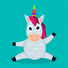 cute unicorn sit down vector illustration 