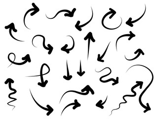 hand drawn Arrows icons Set. arrow icon with various directions. Doodle vector illustration. isolated on a white background