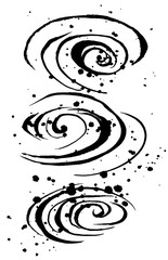 波　波しぶき　手書き　毛筆イラスト