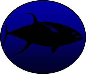 yellowfin tuna silhouette blue circle
