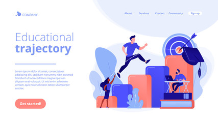 Goal achievement, career promotion, school graduation. Educational trajectory, educational capital strategy, determine your educational way concept. Website homepage landing web page template.