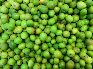 A bunch of fresh green jujube fruits