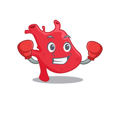 A sporty boxing athlete mascot design of heart with red boxing gloves