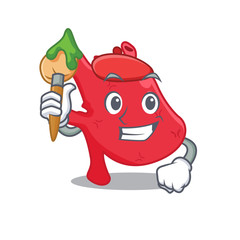 A creative heart artist mascot design style paint with a brush