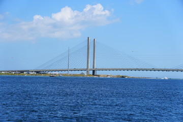 Obraz premium The view of Indian River Bridge in the summer near Bethany Beach, Delaware, U.S.A