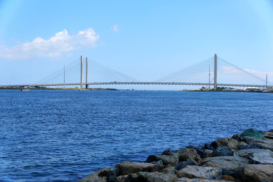 The View Of Indian River Bridge In The Summer Near Bethany Beach, Delaware, U.S.A