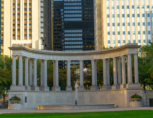 Monument to Founders of the Millennium Park. Photo taken on a very sunny morning and early in the morning in order to ensure that he was not a person and see the great majesty