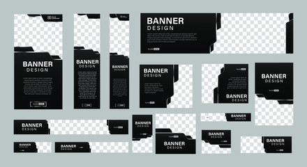 set of creative web banners of standard size with a place for photos. Business ad banner. Vertical, horizontal and square template. vector illustration EPS 10	