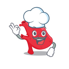 Heart chef cartoon design style wearing white hat