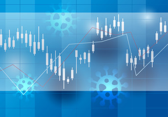 コロナに影響を受ける金融マーケットのチャート　イメージイラスト