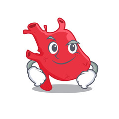 A mascot design of heart having confident gesture