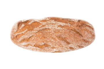 Whole rye bread on a white background