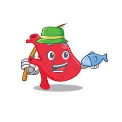 Cartoon design concept of heart while fishing