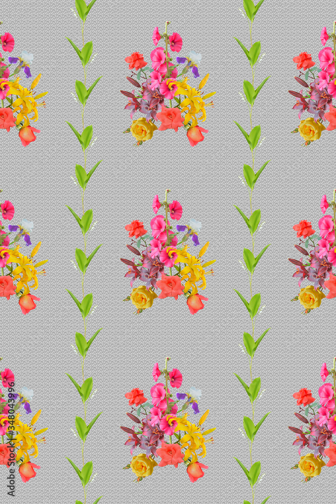 Wall mural Different flowers. Seamless pattern.