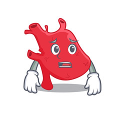 Cartoon design style of heart showing worried face
