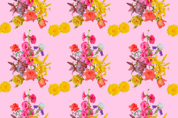 Different flowers. Seamless pattern.