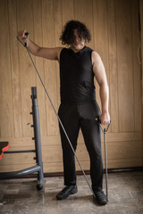 a boy exercising at home