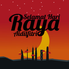 Selamat Hari Raya Aidilfitri - vector illustration in Malay Language.