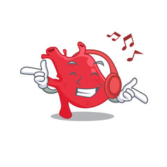 Heart with Cartoon design concept listening music