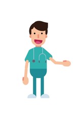 male doctor in blue uniform