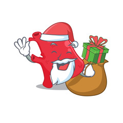 Cartoon design of heart Santa with Christmas gift