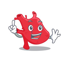 Heart mascot character design with one finger gesture