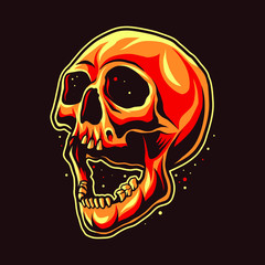 skull head open mouth horror illustration artwork vector illustration design