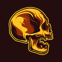 skull head open mouth side angle view vector illustration artwork design
