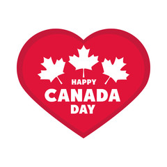 canada day, patriotic celebration heart and maple leaves flat style icon