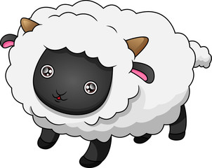 cute sheep cartoon on white background