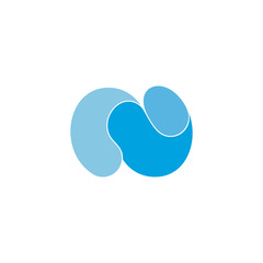 abstract letter n wavy 3d flat design symbol logo vector