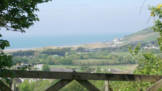 Beautiful Landscape On The Countryside With Clear Blue Sky In Croyde, Devon, UK - wide shot