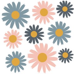 summer seamless flower pattern . Set of pastel flowers for wedding invitations and greeting card design. summer flowers for fabric print or backgroung design.