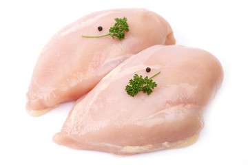 Chicken meat on a white background