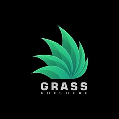 Fototapeta premium Vector Logo Illustration Grass Gradient Colorful Style