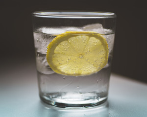 glass of water with lemon
