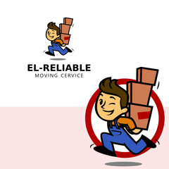 Moving Service Man Holding Boxes