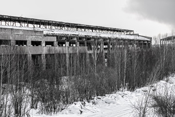 bridge over river in winter