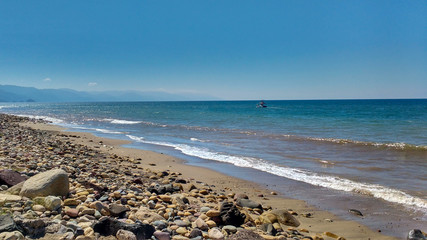 Stony beach on a sunny day