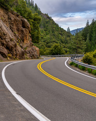 Winding Mountain Road in the Forest in the Sierra Nevada Mountains