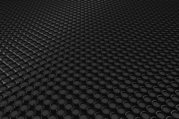 black perforated metal speaker grill black steel metal grid background texture circle hole 3d rendering, 3d illustration