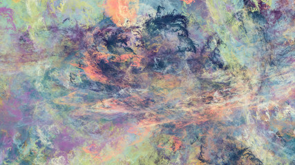 Obraz na płótnie Canvas Abstract blue and rose fantastic clouds. Colorful fractal background. Digital art. 3d rendering.