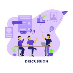 Discussion and Conversation Concept. People Flat Illustration. Business Management Vector Design
