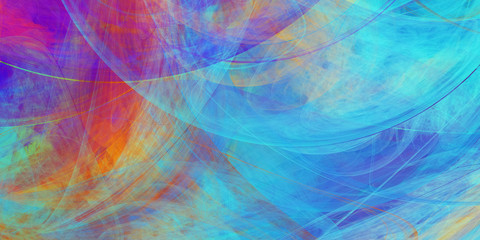 Abstract blue and red chaotic shapes. Colorful fractal background. Digital art. 3d rendering.