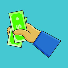 Donation Money Cash Vector Concept. Hand Icon Illustration 