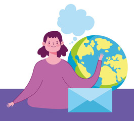 online education, teacher envelope message world design